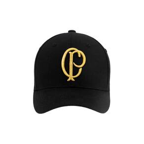 Boné Corinthians Supercap Bordado Aba Curva Relevo Dourado