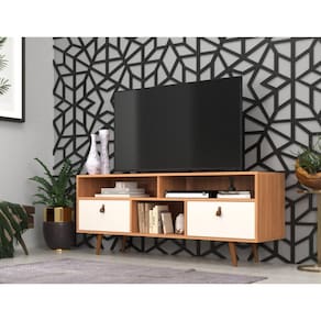 Rack Chicago 136 cm em MDP para Tvs de até 60" Freijó / Off White