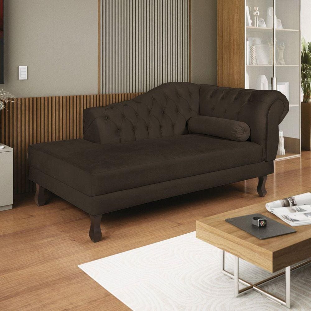 Diva Recamier Dora 140cm Lado Esquerdo Sintético Marrom