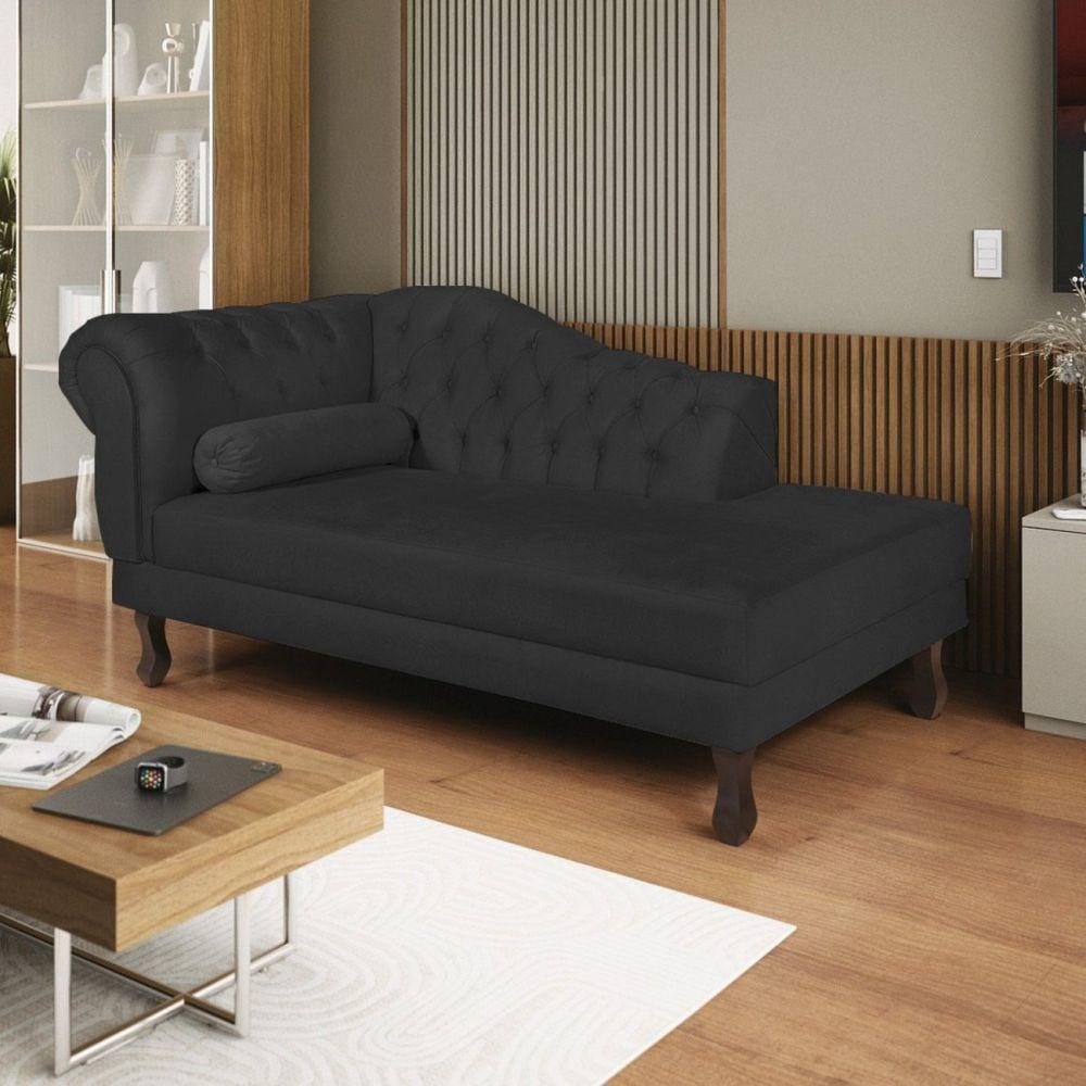 Diva Recamier Dora 140cm Lado Direito Sintético Preto