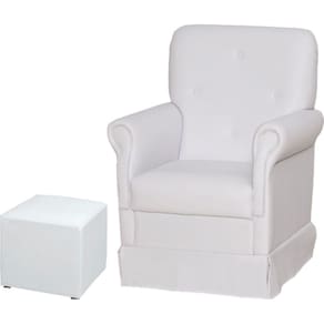 Poltrona de Amamentação Com Balanço e Puff Reto Maternidade Suzi Corino Bco - Phoenix Baby