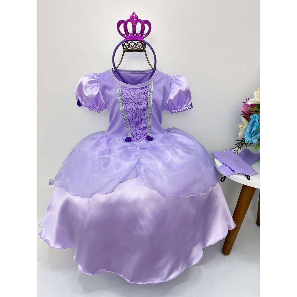 Vestido Princesa Sofia Rapunzel Jardim Encantado Luxo