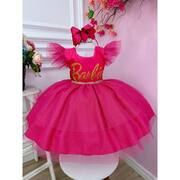 Vestido Infantil Barbie Filme Xadrez Rosa Brilho