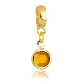 Pingente Berloque Cristal Marrom Pandora Banhado a Ouro 18k