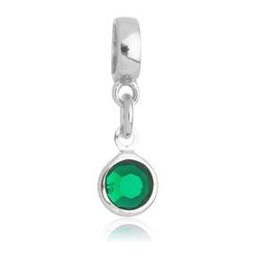 Pingente Berloque Cristal Verde Pandora Banhado a Prata 925