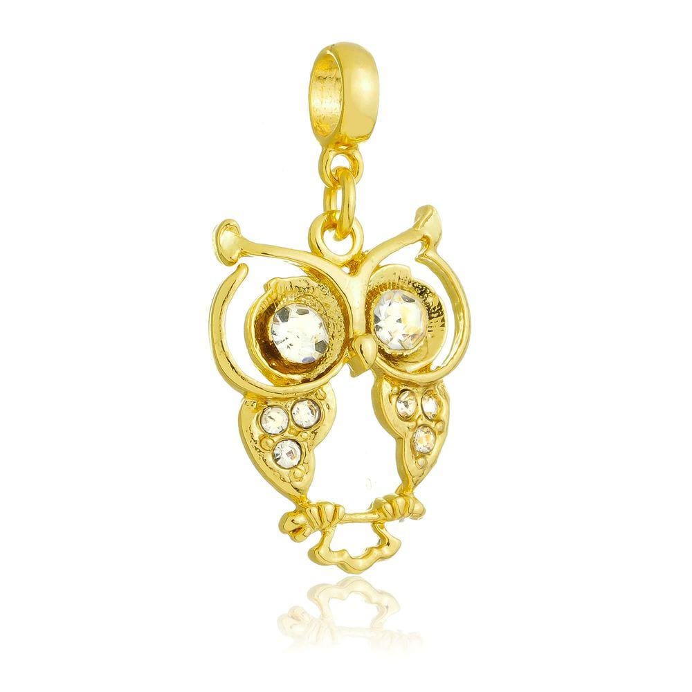Pingente Coruja com Strass Pandora Banhado a Ouro 18k