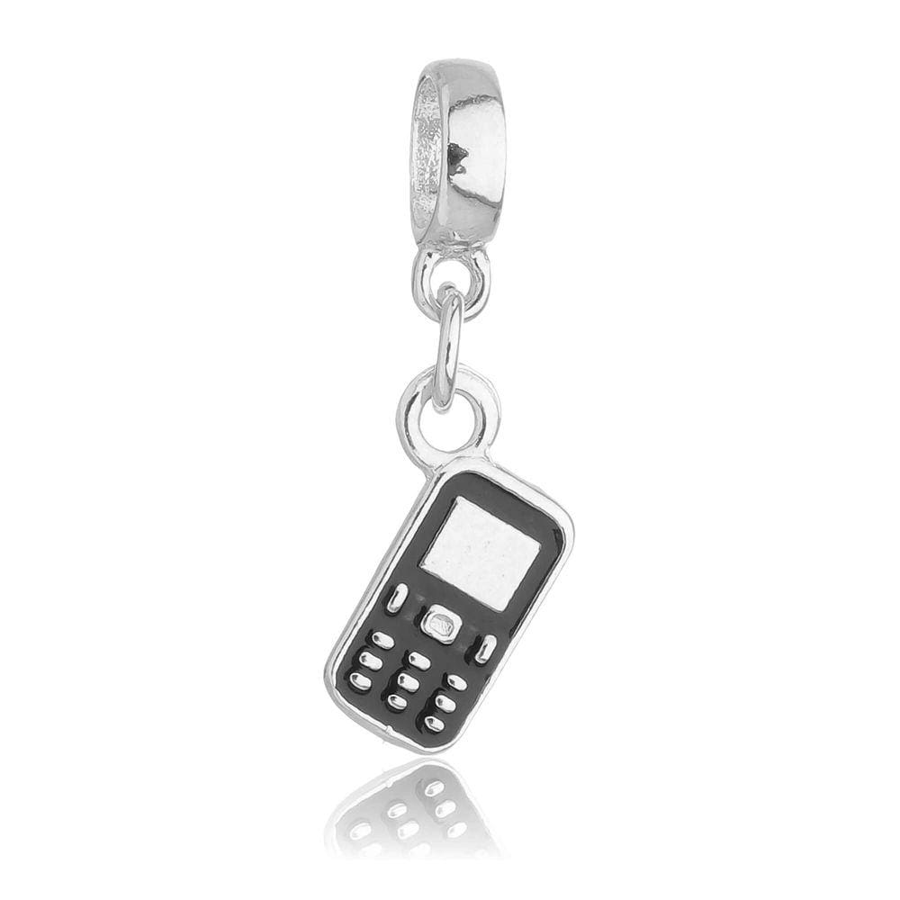 Pingente Berloque Celular Pandora Banhado a Prata 925