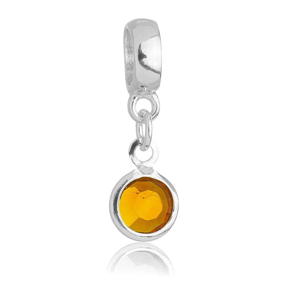 Pingente Berloque Cristal Marrom Pandora Banhado a Prata 925