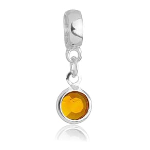 Pingente Berloque Cristal Marrom Pandora Banhado a Prata 925