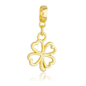 Pingente Berloque Trevo 4 Folhas Pandora Banhado a Ouro 18k