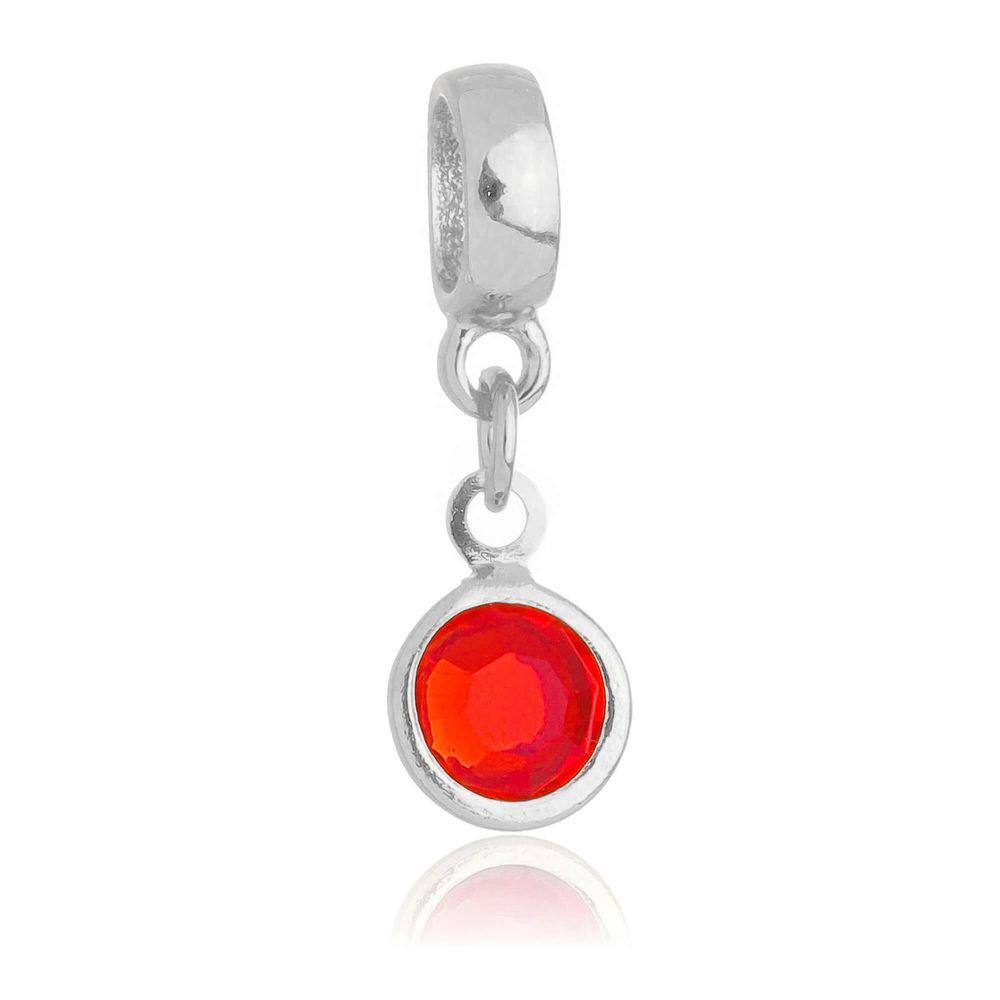 Pingente Berloque Cristal Vermelho Pandora Banhado a Prata 925