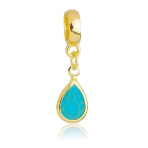 Pingente Berloque Cristal Jade Gota Pandora Banhado a Ouro 18k