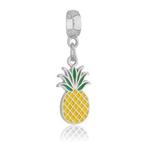 Pingente Berloque Abacaxi Fruta Pandora Banhado a Prata 925