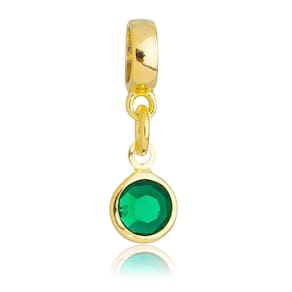 Pingente Berloque Cristal Verde Pandora Banhado a Ouro 18k