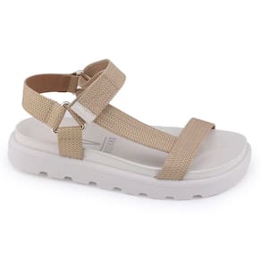 Sandália Flat feminina Vizzano 6459.120 Papete Trama Natural