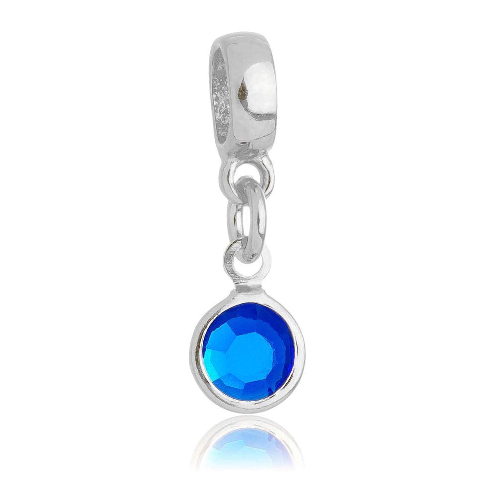 Pingente Berloque Cristal Azul Pandora Banhado a Prata 925