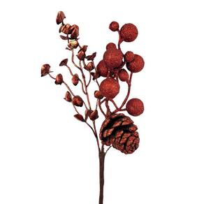 Galho Cereja Vermelho 31X11X10Cm Folhagem De Natal