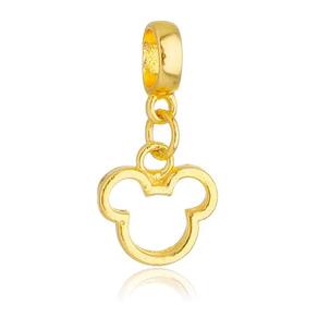 Pingente Berloque Mickey Vazado Disney Pandora Banhado a Ouro 18k