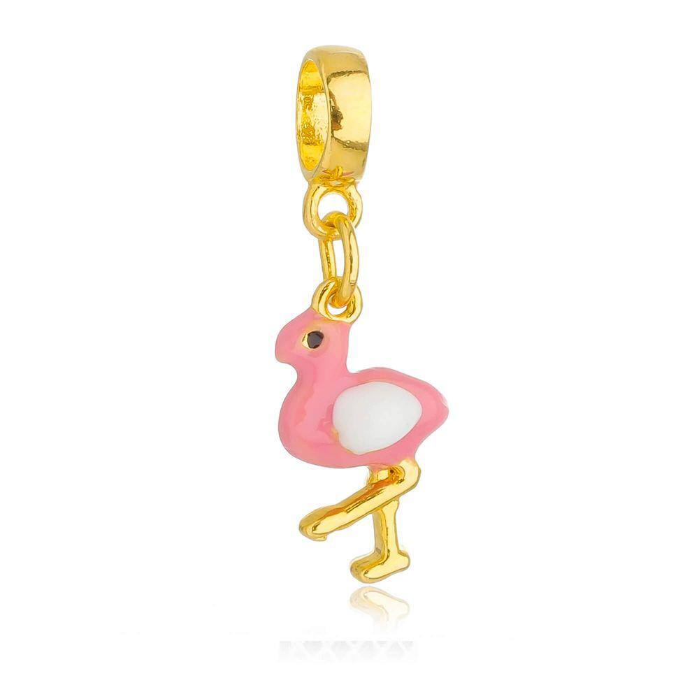 Pingente Berloque Flamingo Pandora Banhado a Ouro 18k