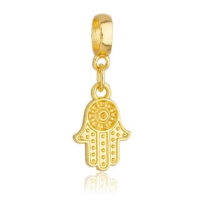 Pingente Berloque Mão de Fátima Hamsa Pandora Banhado a Ouro 18k