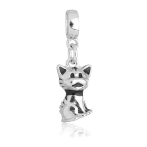 Pingente Berloque Gato Cat Pandora Banhado a Prata 925 - Premium