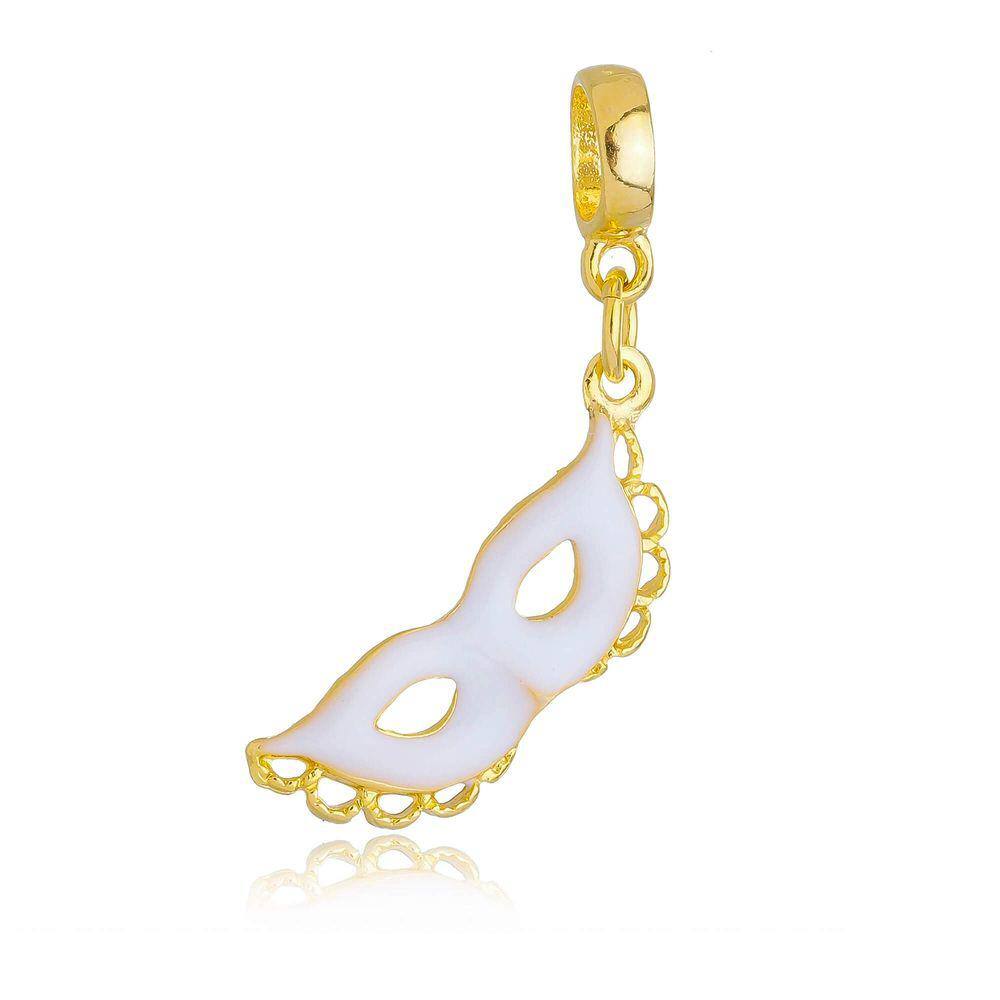 Pingente Berloque Máscara Fantasia Pandora Banhado a Ouro 18k