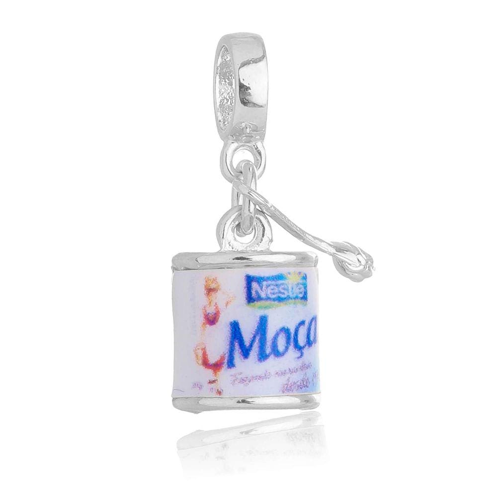 Pingente Berloque Leite Moça Pandora Banhado a Prata 925