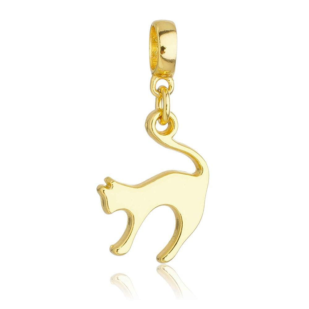 Pingente Berloque Gato 2 Pandora Banhado a Ouro 18k
