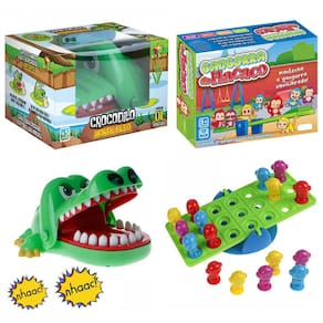 Kit Jogo Crocodilo Croc Croc Morde Dedo + Jogo Gangorra do Macaco