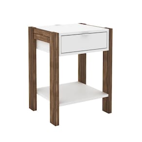 Mesa De Cabeceira Multimóveis Vcr35003 Branca/Nogal Branco/Nogal
