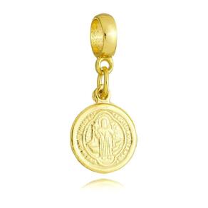 Pingente Berloque Medalha de São Bento Pandora Banhado a Ouro 18k - Premium