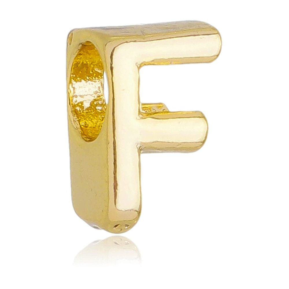 Berloque Letra F Separador Pandora Banhado a Ouro 18k - Premium