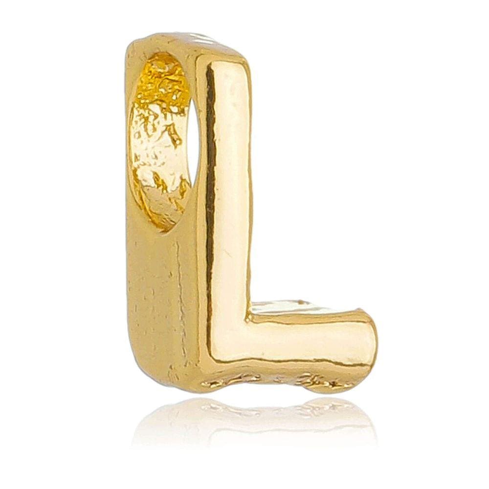 Berloque Letra L Separador Pandora Banhado a Ouro 18k - Premium