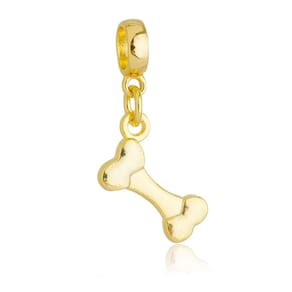 Pingente Berloque Osso de Cachorro Pandora Banhado a Ouro 18k - Premium