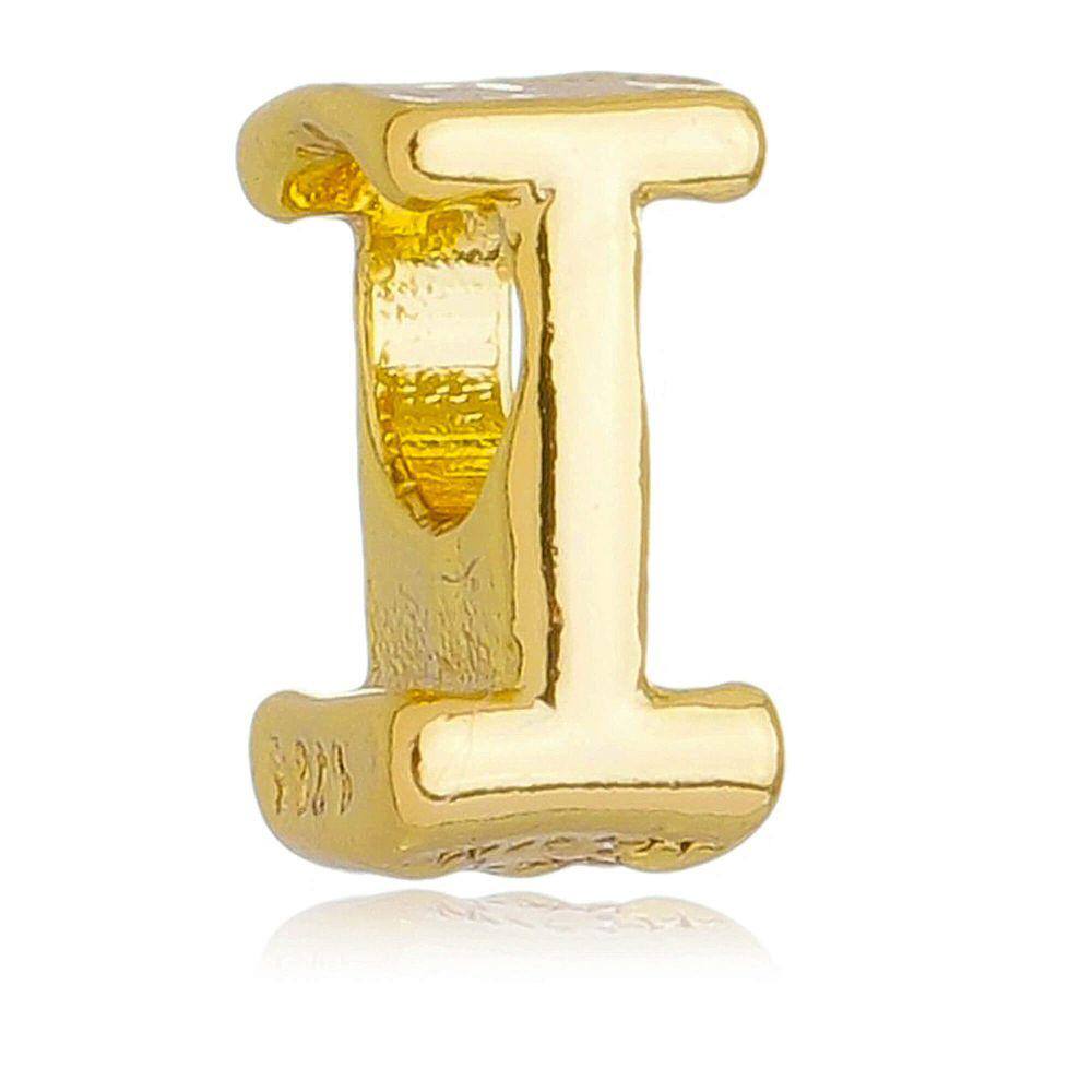 Berloque Letra I Separador Pandora Banhado a Ouro 18k - Premium