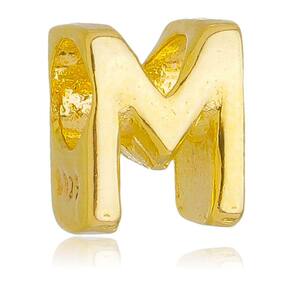 Berloque Letra M Separador Pandora Banhado a Ouro 18k - Premium