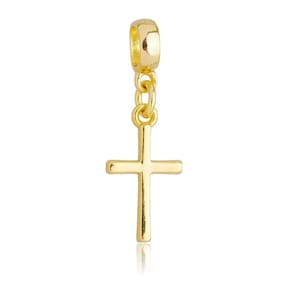 Pingente Berloque Crucifixo Cruz a Pandora Banhado a Ouro 18k - Premium