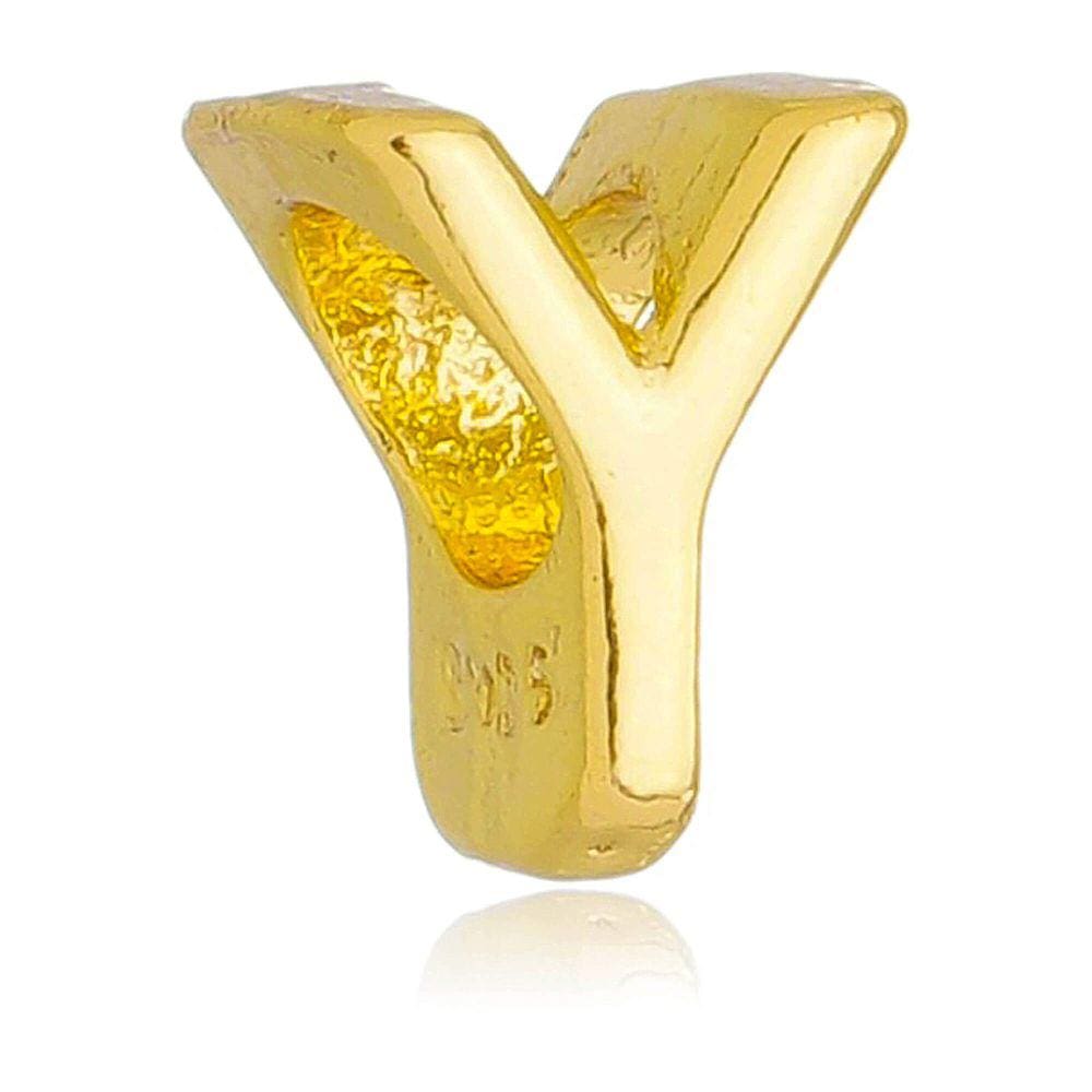 Berloque Letra Y Separador Pandora Banhado a Ouro 18k - Premium
