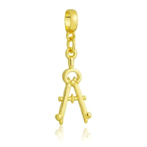 Pingente Berloque Compasso Matemática Pandora Banhado a Ouro 18k - Premium