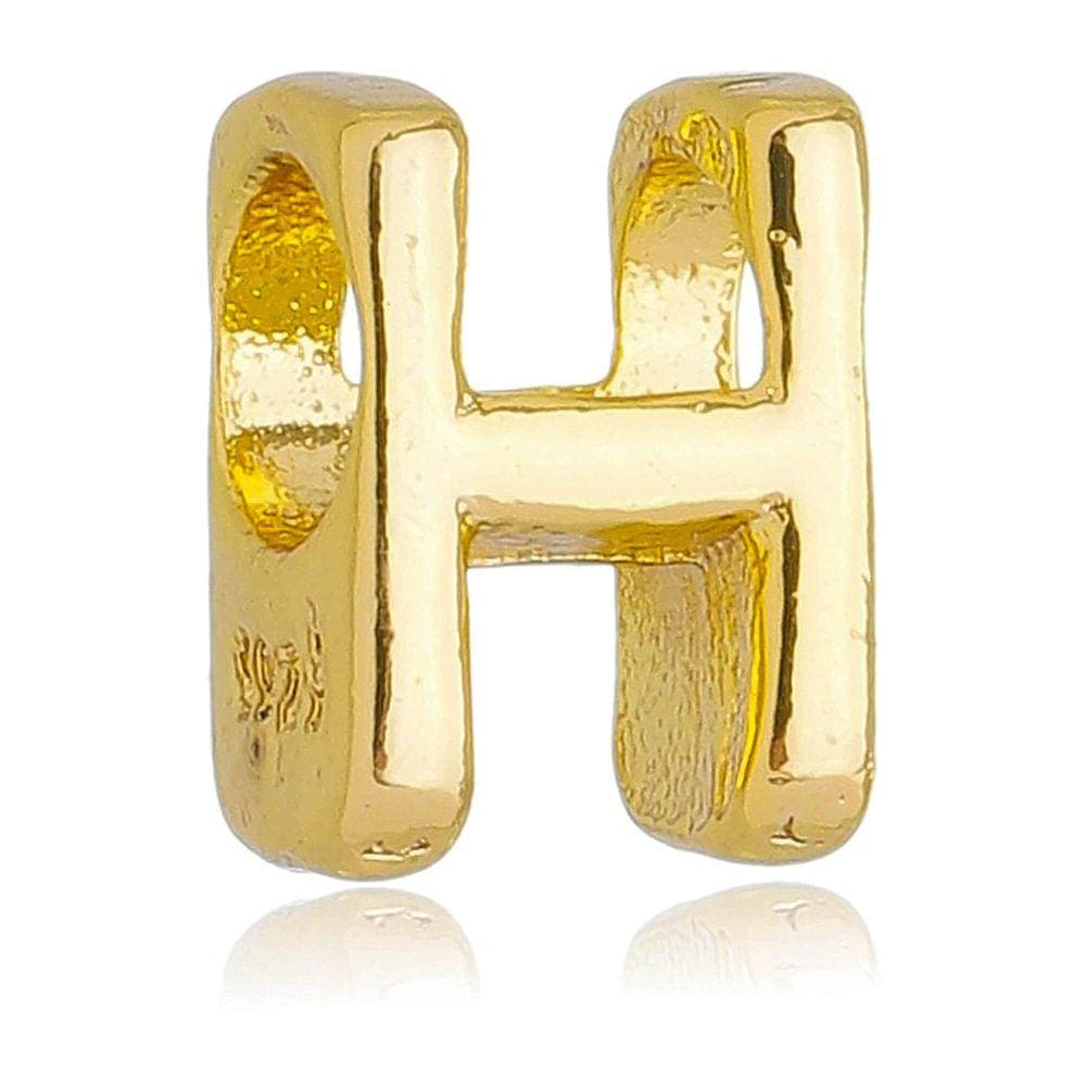 Berloque Letra H Separador Pandora Banhado a Ouro 18k - Premium