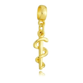 Pingente Berloque Símbolo da Medicina Pandora Banhado a Ouro 18k - Premium