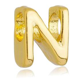 Berloque Letra N Separador Pandora Banhado a Ouro 18k - Premium