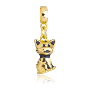 Pingente Berloque Gato Cat Pandora Banhado a Ouro 18k - Premium