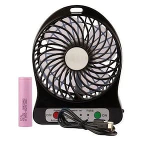 Mini Ventilador De Mesa Usb C/ Baterria Recarregavel - Preto