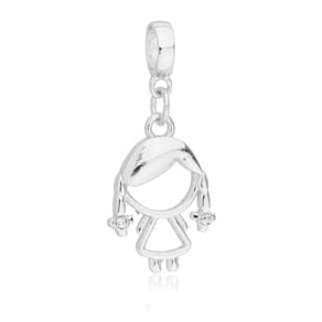 Pingente Berloque Menina Pandora Banhado a Prata 925 - Premium