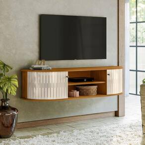 Rack Suspenso Modena 136 cm 2 Portas Cor Naturale Off White - Madetec