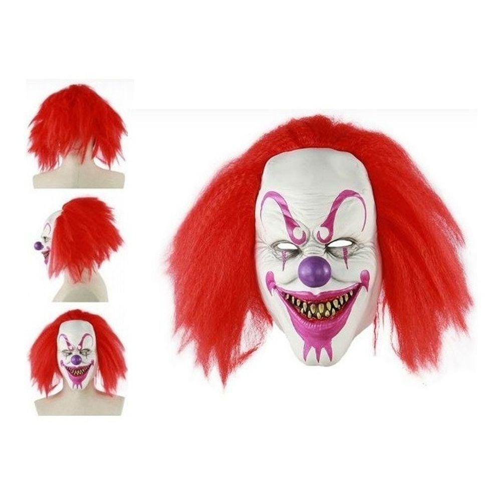 Máscara De Látex Palhaço C/ Cabelo Vermelho Halloween