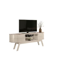Rack Bancada Valencia para TV 75 Polegadas Cor Calacata Off White - Madetec
