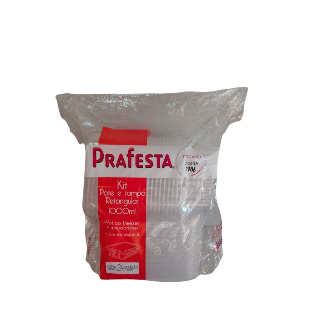 Pote Retangular Freezer e Micro-ondas 1000ml com Tampa Prafesta c/24 un