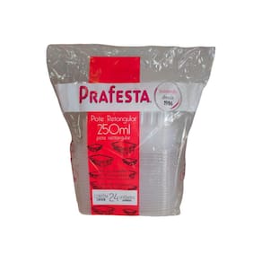 Pote Retangular Freezer e Micro-ondas 250ml com Tampa Prafesta c/24 un